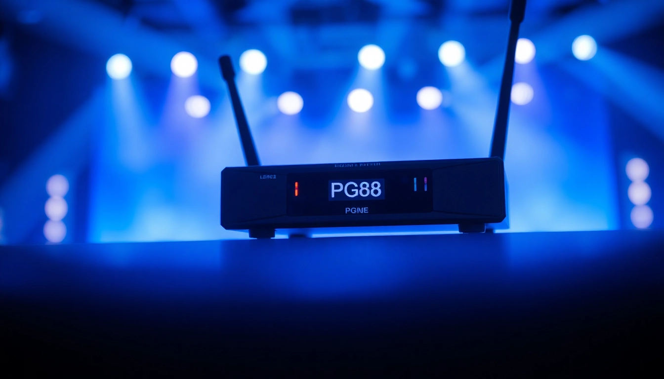 PG88 wireless microphone receiver illuminated with signal strength LEDs, designed for high-quality audio broadcast and stage use.